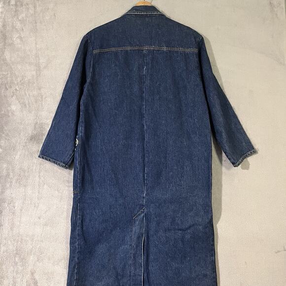 Vtg Embellished Denim Long Duster Jacket Gaudy Bejeweled Coat Women M* Heavy - Picture 12 of 12